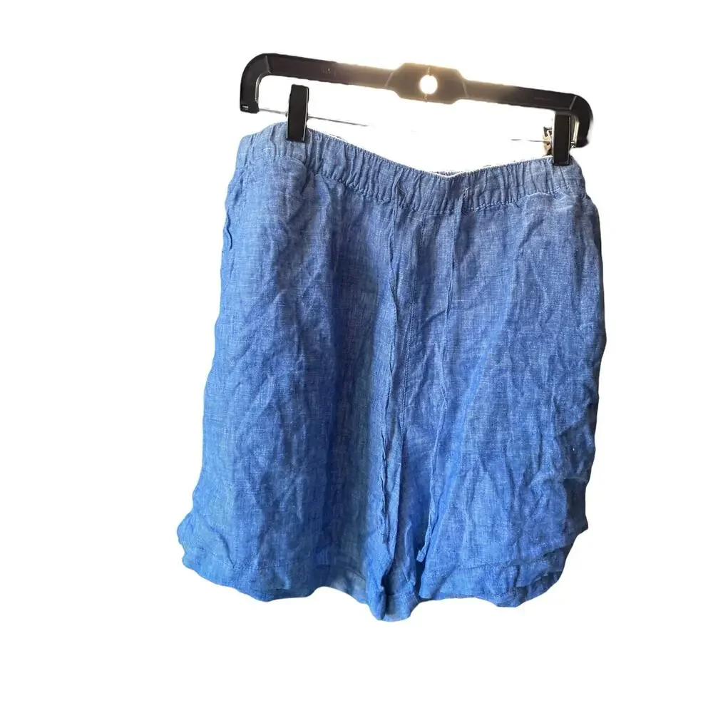 Tahari Women’s 1x Blue Chambray Linen Pocket Costal Granny Lagenlook